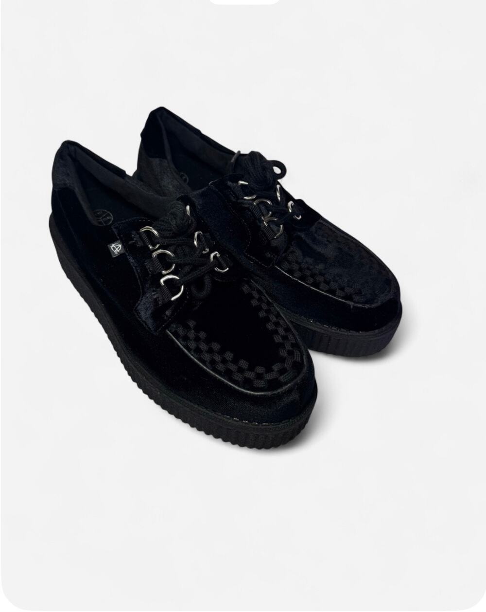 Anarchic by T.U.K. Black Velvet Platform Creepers - Size 9 / 7